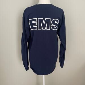 Gildan EMS Men's Navy Blue Long Sleeve T-Shirt  Sz LG Emergency Medical Services